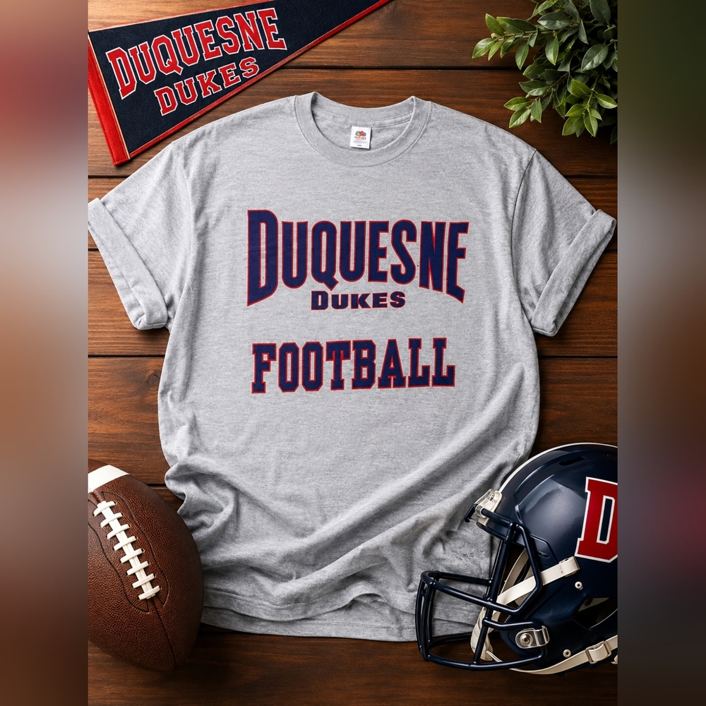 VINTAGE 90s Russell Athletic Duquesne Dukes Football Gray Casual Sporty T-Shirt